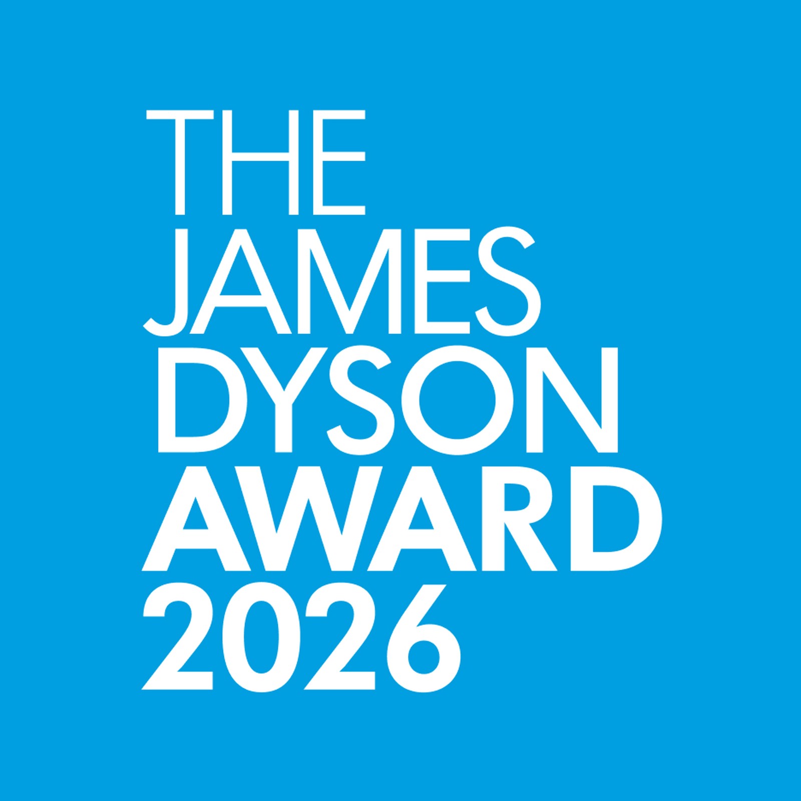 Mavi zemin üzerine beyaz yazıyla The James Dyson Award 2026 logosu