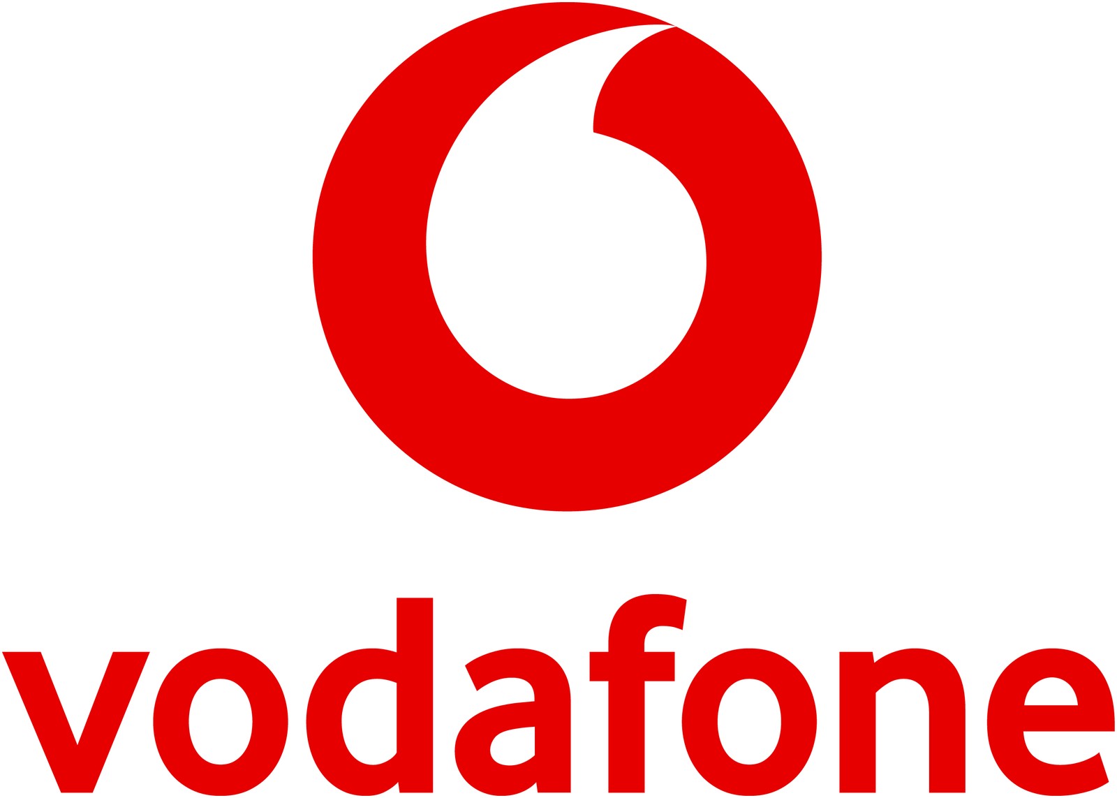 Beyaz zeminde kırmızı Vodafone amblemi ve marka adı yer alıyor.