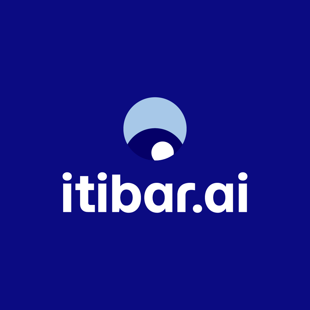 Koyu mavi zeminde açık renk itibar.ai logosu görülüyor.